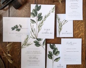 Greenery Sprig Simple and Elegant Wedding Invitations & Stationery - SAMPLE - Art and Design by Alicia's Infinity