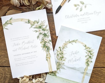 Flower Arch - Lake Wedding Invitations & Stationery - SAMPLE - Watercolour Art and Design by Alicia's Infinity