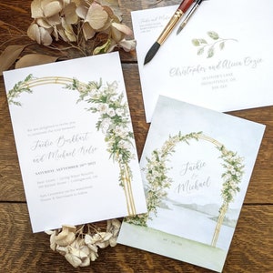 Flower Arch - Lake Wedding Invitations & Stationery - SAMPLE - Watercolour Art and Design by Alicia&#39;s Infinity