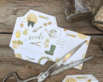 Garden Seed Saving Envelope Instant Digital Download - Printable Watercolour Seed Packet Design