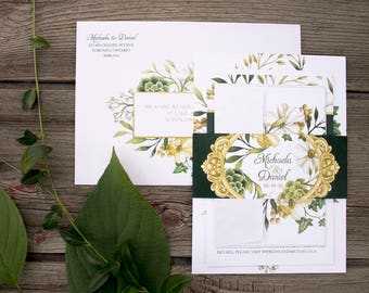 Enchanted Forest or Botanical Garden Wedding Invitations & Stationery - SAMPLE - Botanical Wedding Stationery - Artwork by Alicia's Infinity