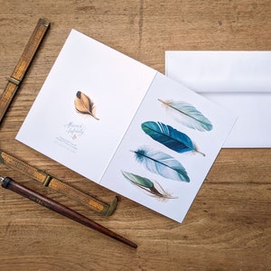 Blaue Aquarell Feder Karten - Gemalte Feder Illustriertes Briefpapier - Grußkarten - Kunstwerk von Alicia's Infinity