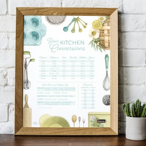 Kitchen Conversion Chart Print - Watercolour "SWEET" Baking Illustrations - Mother's Day or Gift for the Baker - Art by Alicia's Infinity