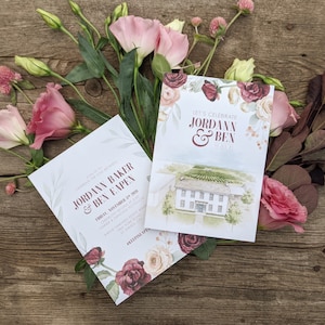 Kundenspezifisches Gemälde mit weinroten Ranunkeln und Eukalyptus - Hochzeitseinladungen + Briefpapier - MUSTER - Botanische Kunst von Alicia's Infinity