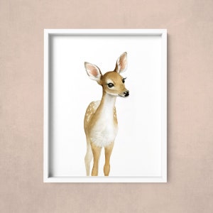 Fawn Illustration - Woodland Theme Room Art - Doe a Deer - Animal Watercolour Print - Art by Alicia&#39;s Infinity
