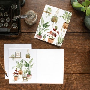 Tarjeta en blanco con el dibujo de una loca planta para el jardinero y el amante de las plantas: obra de acuarela de Alicia's Infinity