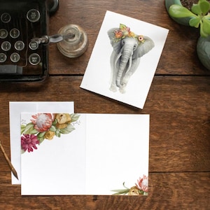 Carte éléphant pour toute occasion - Carte de correspondance vierge animal peint à l'aquarelle - Oeuvre d'art par Alicia's Infinity