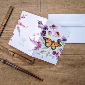 Carte « Toutes les occasions » papillon monarque - Carte de correspondance vierge papillon peint à l'aquarelle - Oeuvre d'art par Alicia's Infinity