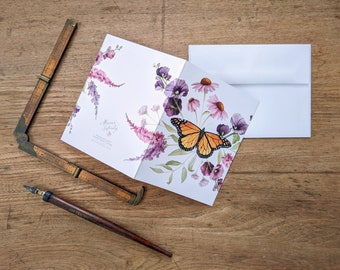 Monarch Butterfly &quot;Any Occasion&quot; Card - Watercolour Painted Butterfly Blank Notecard - Artwork by Alicia&#39;s Infinity