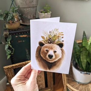 Carte ours « toutes les occasions » - Carte de correspondance vierge ours brun peint à l'aquarelle - Oeuvre d'art par Alicia's Infinity