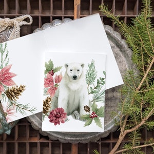 Polar Bear Festive Blank Card Christmas Card Watercolour Artwork by Alicia Bint image 3