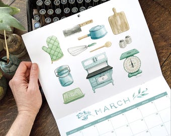 Cottagecore 2027 Wall Calendar "A Nostalgic Life" | watercolour painted vintage hobbies | January-December 20277