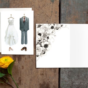 Carte de mode de mariage - Carte de robe de mariée et costume - Carte-cadeau de mariage - Carte de jeunes mariés - Carte vierge - Oeuvre d'art par Alicia's Infinity