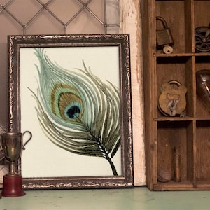 Peacock Feather Watercolour Painting Print - Peacock Wall Decor - &quot;Peacock Solo&quot; by Alicia&#39;s Infinity