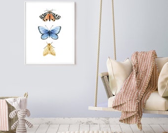 Butterfly & Moths Watercolour Art Print - Illustration by Alicia's Infinity