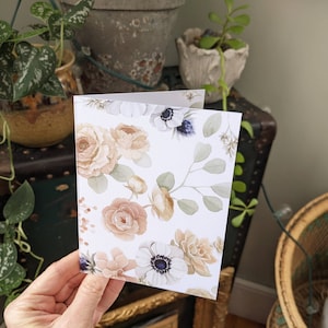 Blush Botanical Floral Notecard - Botanical Stationery - Ranunculus and Poppies - Watercolour Artwork by Alicia's Infinity