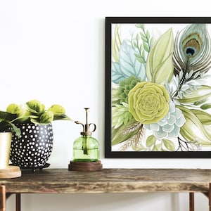 Peacock Feather Art Print - Peacock Home Decor - &quot;Leafburst FULL&quot; by Alicia&#39;s Infinity
