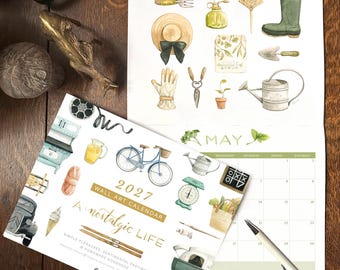 2027 Wall Calendar "A Nostalgic Life" | watercolour painted vintage and cottage-core hobbies | January-December 2027