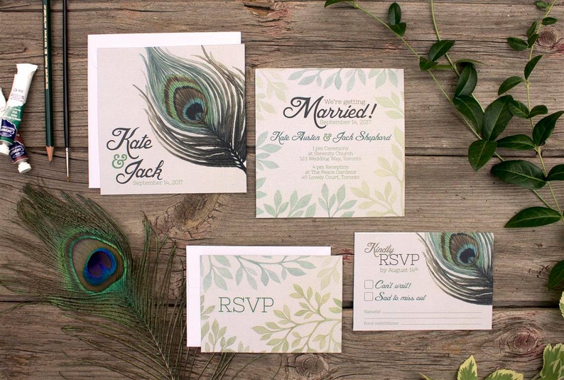 Peacock Feather Wedding Invitations