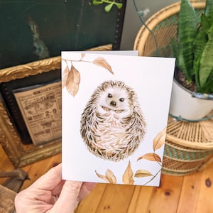 Carte pour toute occasion Hérisson - Carte de correspondance vierge animal peint à l'aquarelle - Oeuvre d'art par Alicia's Infinity