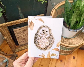 Hedgehog Any Occasion Card - Watercolour Painted Animal Blank Notecard - Artwork by Alicia's Infinity