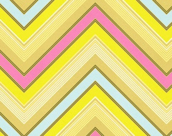 Heather Bailey Original (retired) 'Pop Garden' Collection - 1/2 Yard Increments - 'Zag Stripe' in Lime for FreeSpirit  OOP