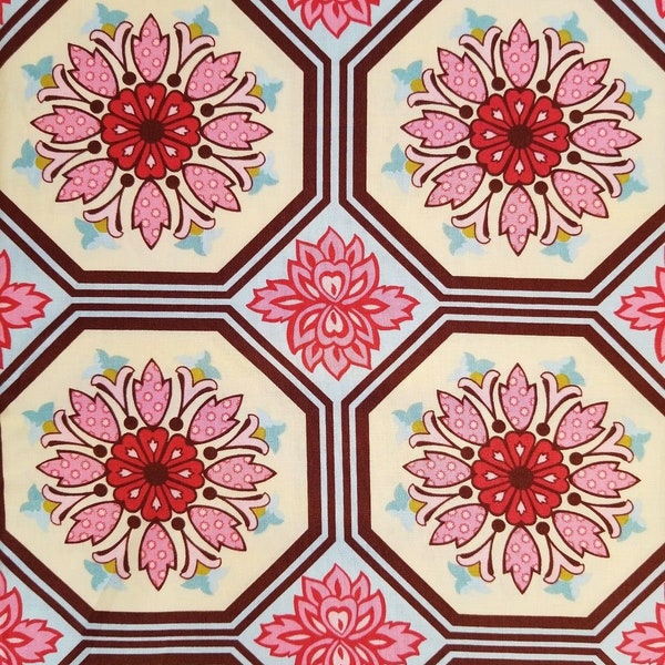 Michael Miller "Ginger Blossom" Collection LAST Precut Fat Quarter by Sandy Henderson RETIRED 'Ginger Tile' in Breeze