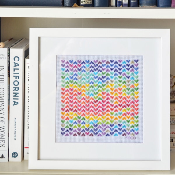 Small Hearts Yearly Temperature Counted Cross Stitch Digital PDF Pattern - DIY, Christmas Gift Idea