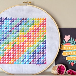 Yearly Temperature Cross Stitch Pattern: Geometric Triangles DIY (PDF Pattern)