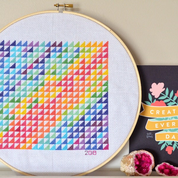 Geometric Triangles Temperature Counted Cross Stitch PDF Digital Pattern - DIY, Christmas Gift Idea