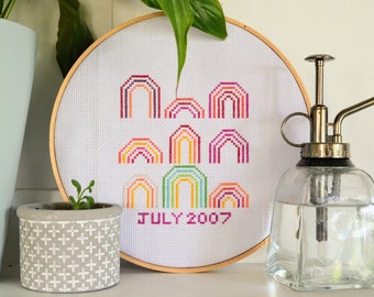 Monthly Rainbow Temperature Counted Cross Stitch Digital PDF Pattern - DIY, Baby Shower Gift, Nursery Decor, Christmas Gift