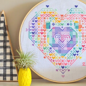 Yearly Heart Temperature Counted Cross Stitch Digital PDF Pattern - DIY, Christmas Gift, Handmade