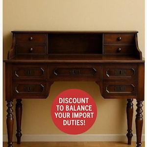 Antique Walnut Wood Writing Desk: 19th Century Office Furniture