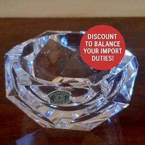 Vintage Crystal Ashtray by Val Saint Lambert - 1970s Diamond-Cut Collectible
