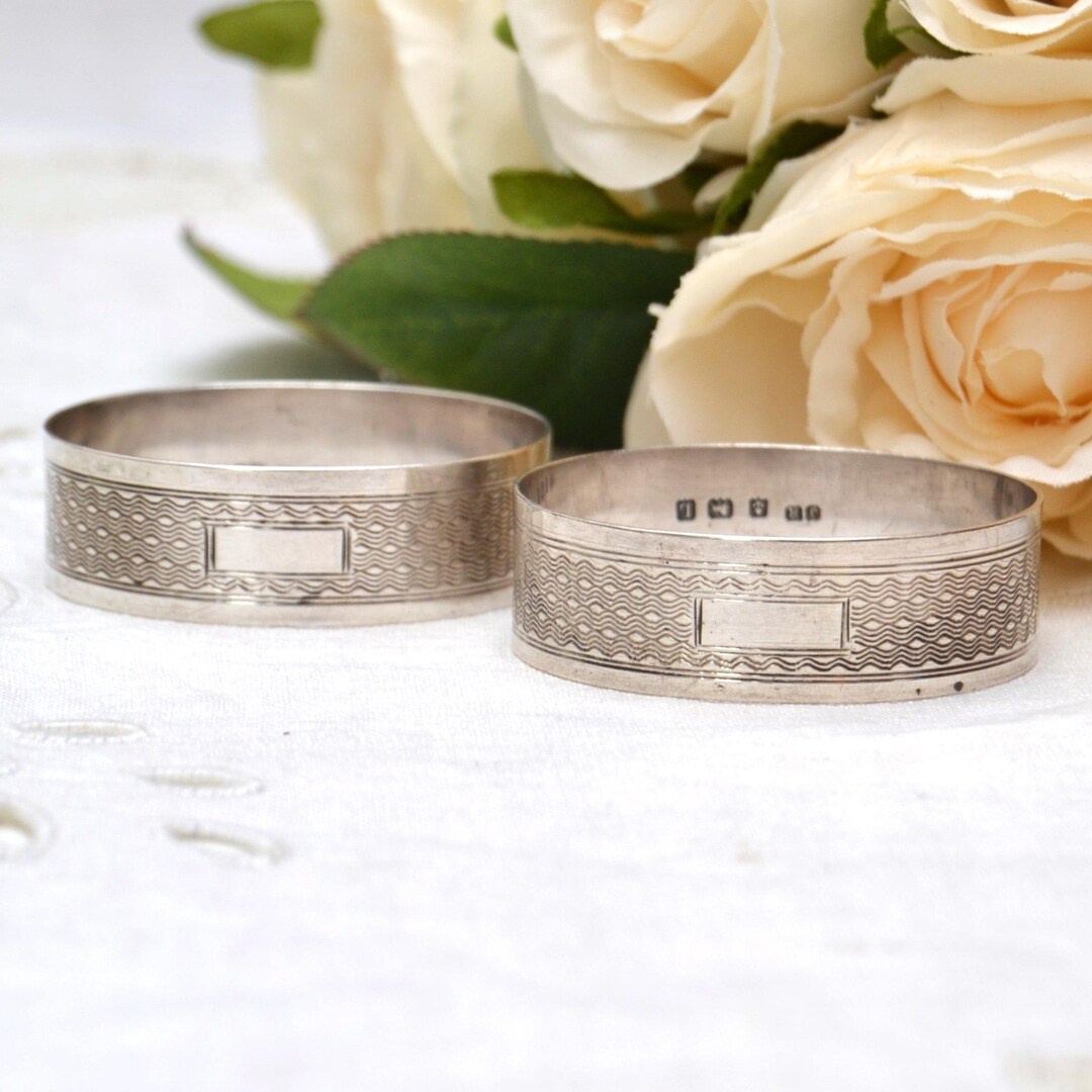 A Pair of 1930's Sterling Silver Art Deco Napkin Rings - Etsy