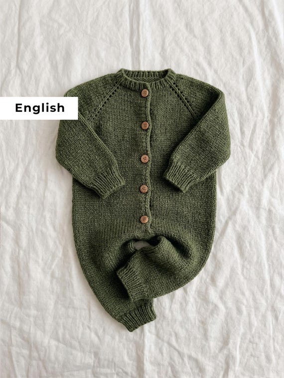 Baby Knitting Pattern Overall PDF – Baby Romper Knitting Pattern – Top Down Baby Jumpsuit – Newborn to 24M – Scandinavian Style