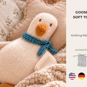 Breipatroon voor een gans – Bobo de gans | Gebreid knuffeldier met sjaal, 28 cm | PDF