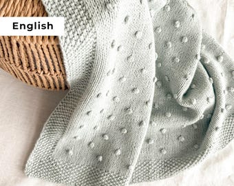 Baby Blanket Knitting Pattern with Bobbles English | PDF Download | Easy Knitting Pattern | Beginner Friendly | Bobble Blanket Pattern
