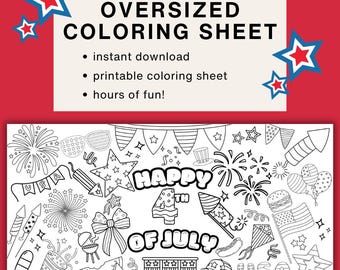 Giant 4th of July Coloring Banner: Patriotic Kids Activity (Digital Download, 4x8 ft.)