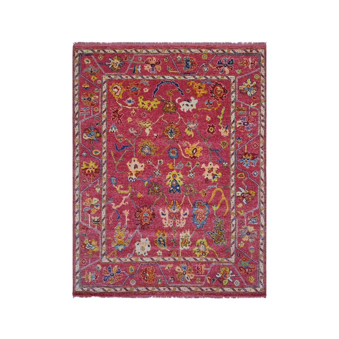 Beautiful Dark Pink Oushak Custom Rug(all Sizes!) Floral Design/dark ...
