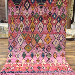 Pink Moroccan Motifs Handknotted Area Rug - Made to Order(All Sizes!) - Semi Worsted New Zealand Wool