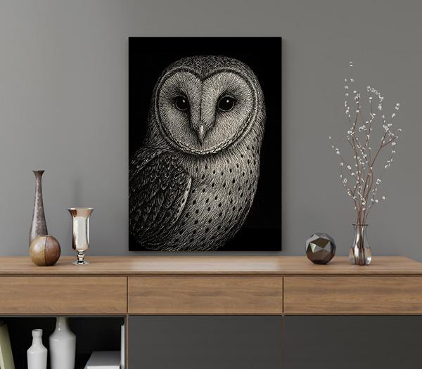 Barn Owl Wall Art Printable | Black and White Bird Print | Wildlife ...