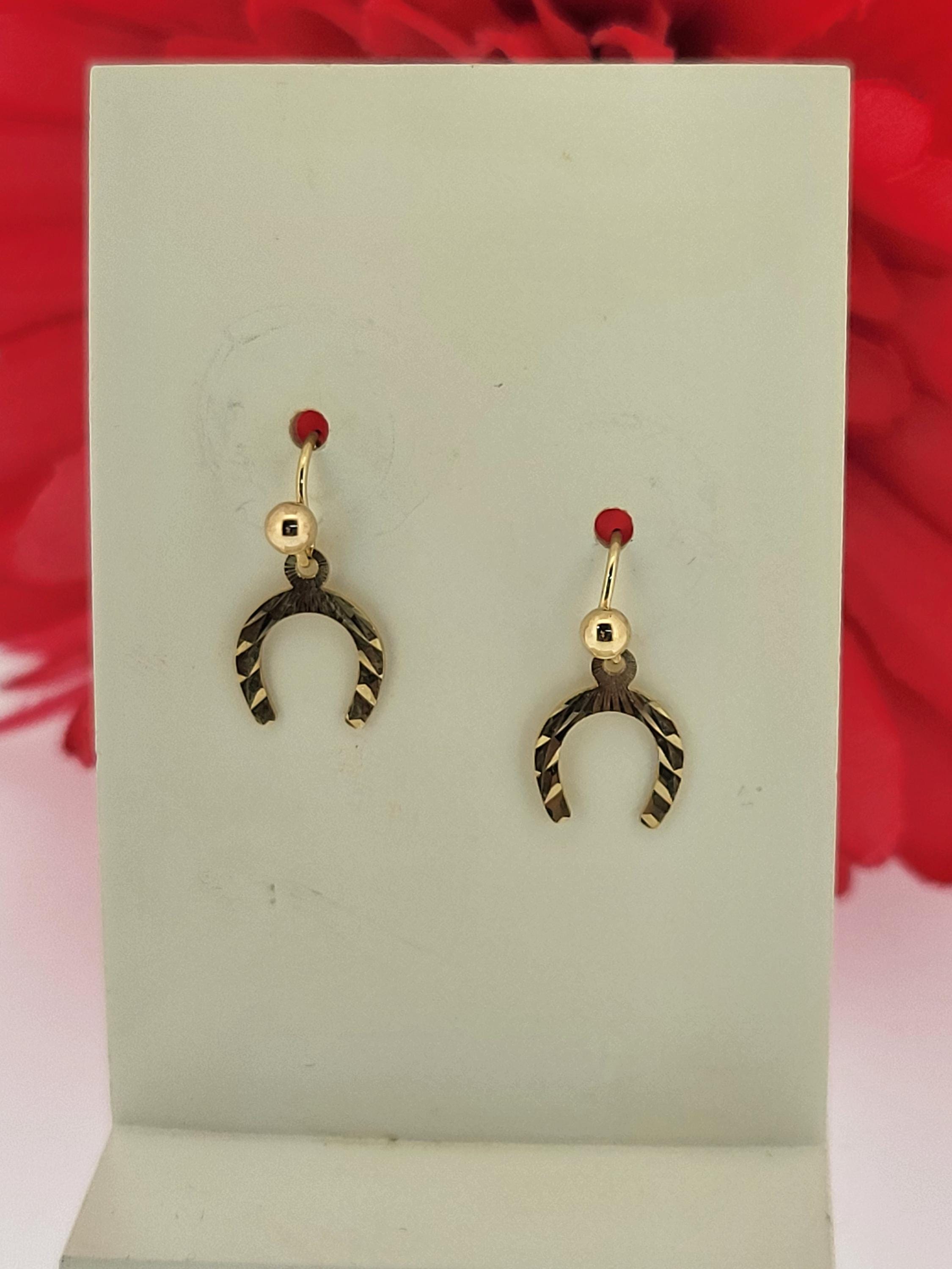 9ct Gold Horseshoe Stud Earrings | New & Gift Boxed | Old English Jewellers