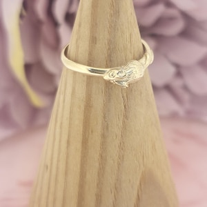 May include: A polished gold-toned ring featuring a sculpted animal head design. The band is smooth and circular, transitioning into a detailed, textured animal face at the front. The metal has a reflective, metallic finish throughout the entire piece.