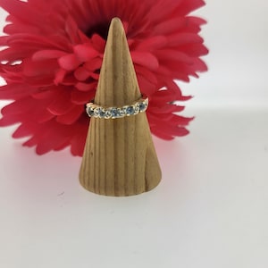 Vintage 9 Karat Gelbgold Topas Diamant Halb Eternity Ring - UK Größe M