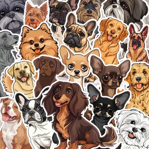 Sticker cartoon hond 1-20 stuks -- 100 procent waterdicht: waterfles, laptop, stickers voor bagagetassen, fietsen, helmen, telefoon