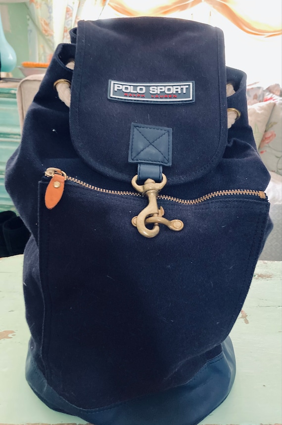 Ralph Lauren ヴィンテージ　ネイビー リュック Rare RALPH LAUREN Polo Sport Nautical Unisex Navy Canvas