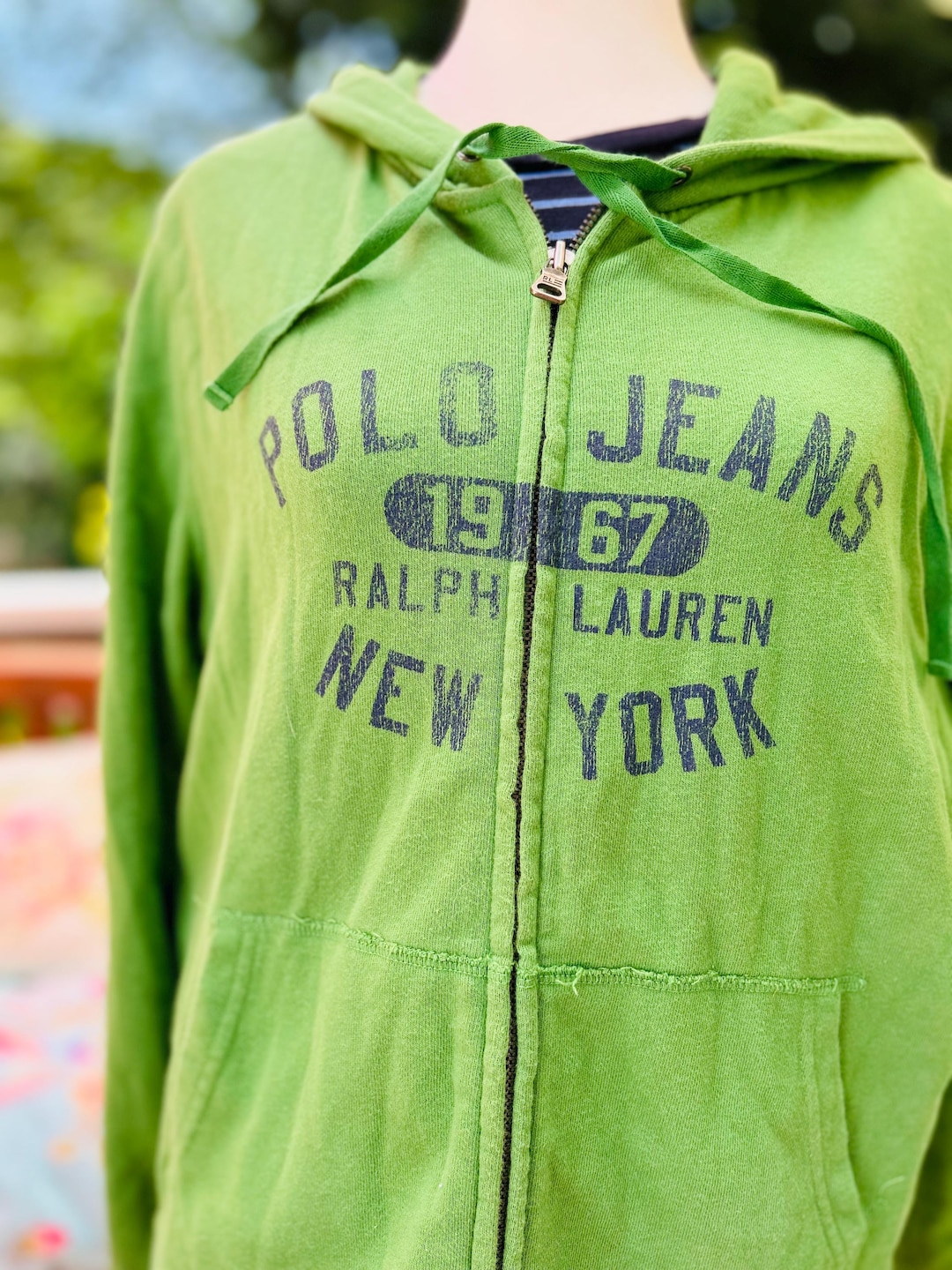 Y2k Vintage Ralph Lauren POLO JEANS 67 Kelly Green Hoodie Sz.sz.xl
