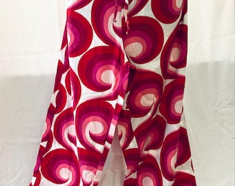 Pantalones de estar por casa de algodón con estampado de remolinos MOD de Barbiecore, color rosa intenso, estilo vintage de los años 90, talla M