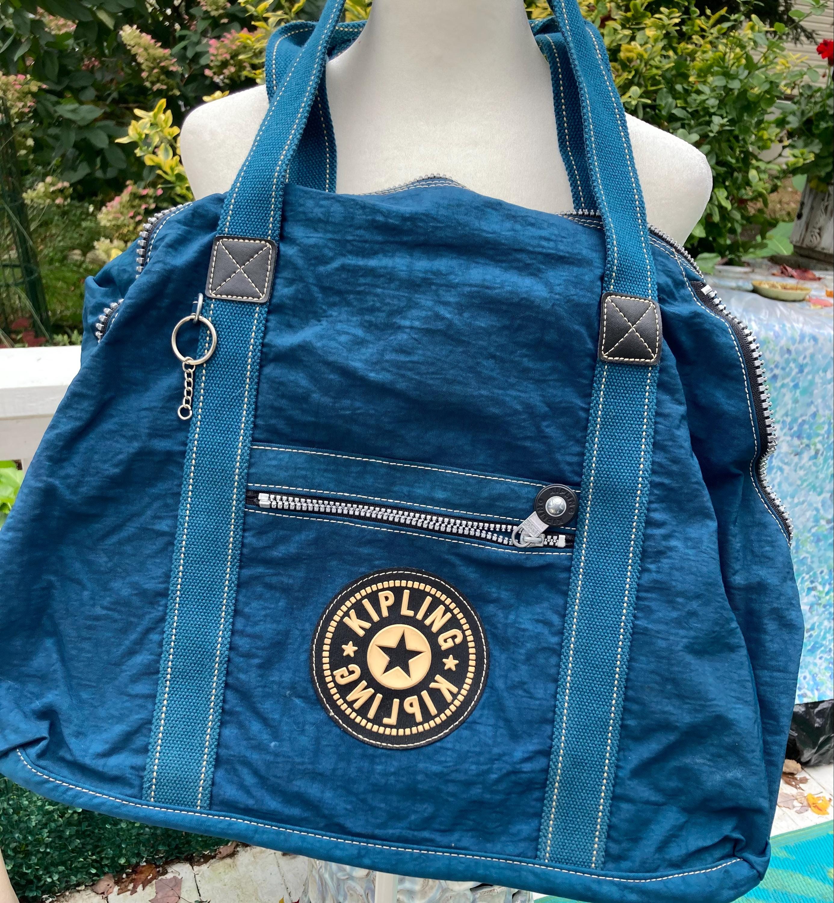 KIPLING Teal Blue NYLON TOTE Bag Etsy